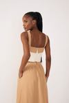 Blusa Linho Com Pala Em Algodão