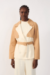 Trench Linho Com Detalhe Em Algodão