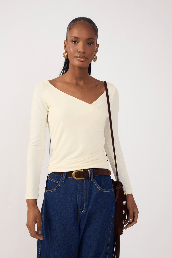 Blusa Transpasse Malha Crepe