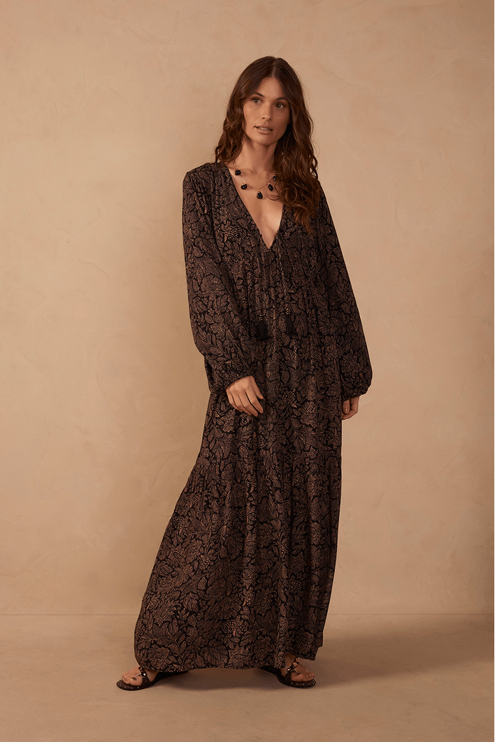 Vestido Pala Longo Crepe Est Charme
