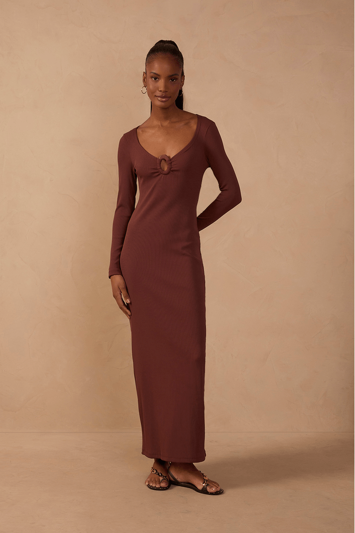 Vestido Canelado Com Fivela