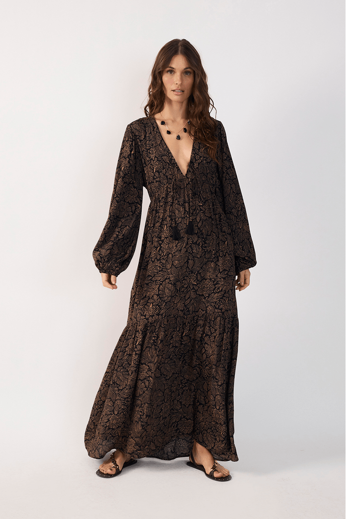 Vestido Pala Longo Crepe Est Charme