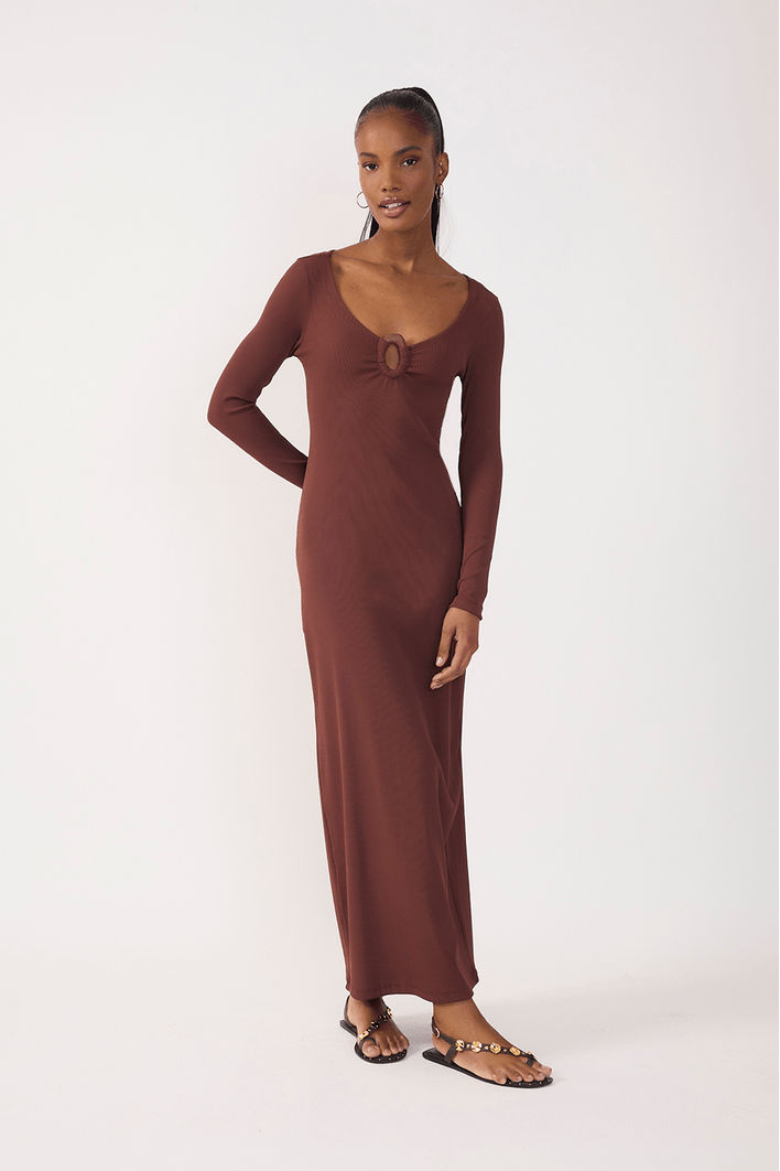 Vestido Canelado Com Fivela