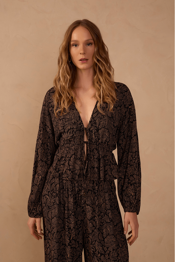 Camisa Bata Crepe Est Charme