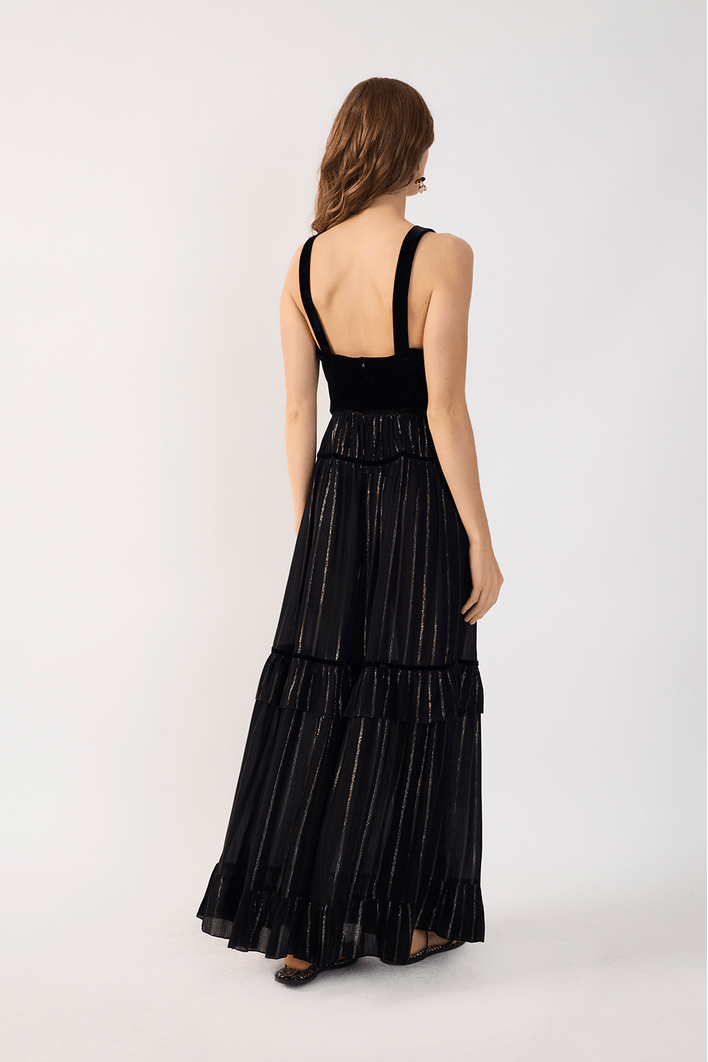 Vestido Cropped Lurex Com Veludo
