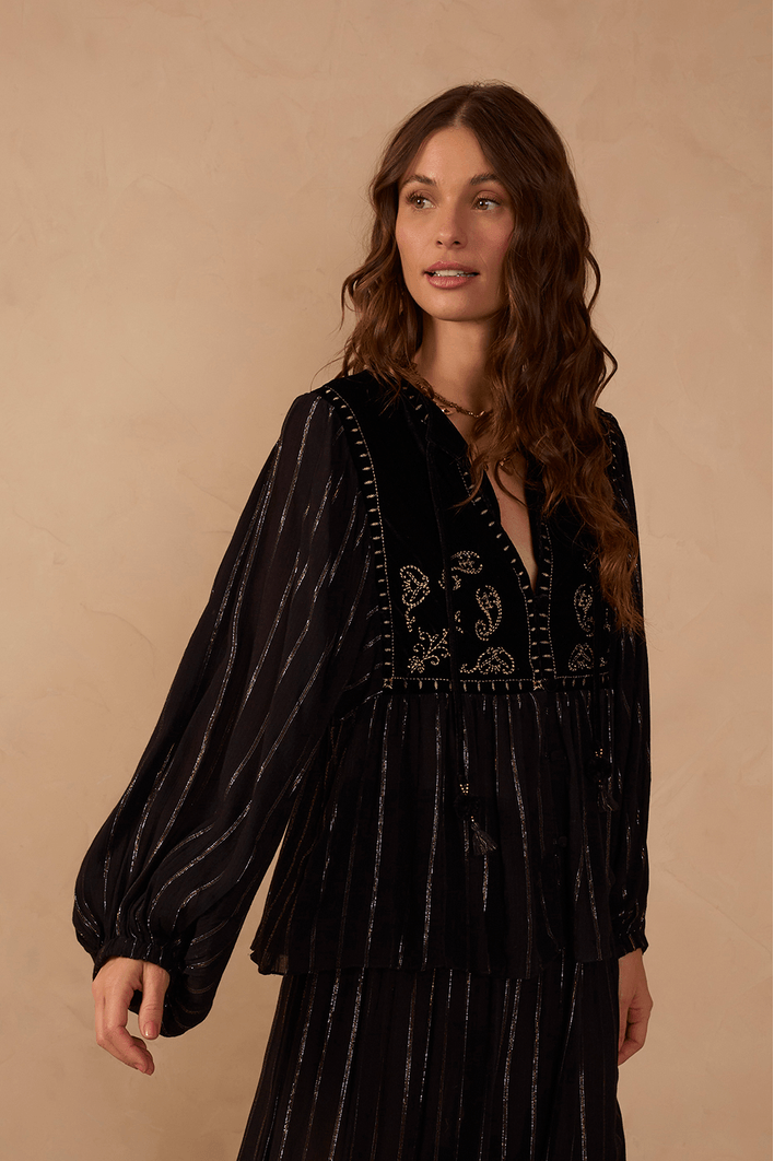 Blusa Lurex Pala Veludo
