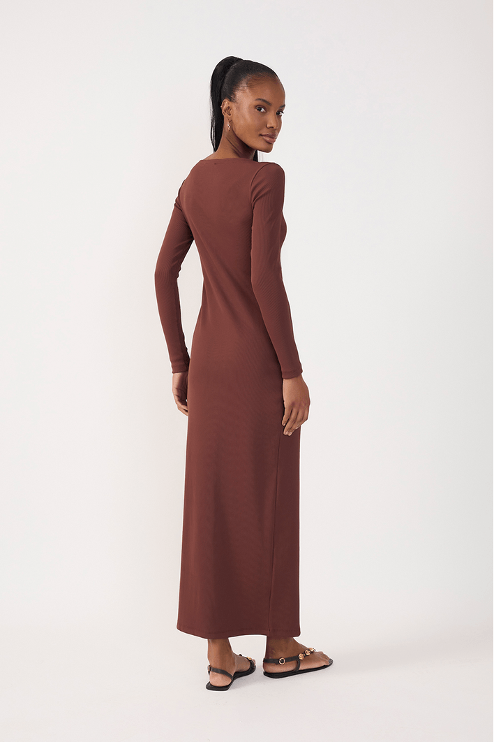 Vestido Canelado Com Fivela