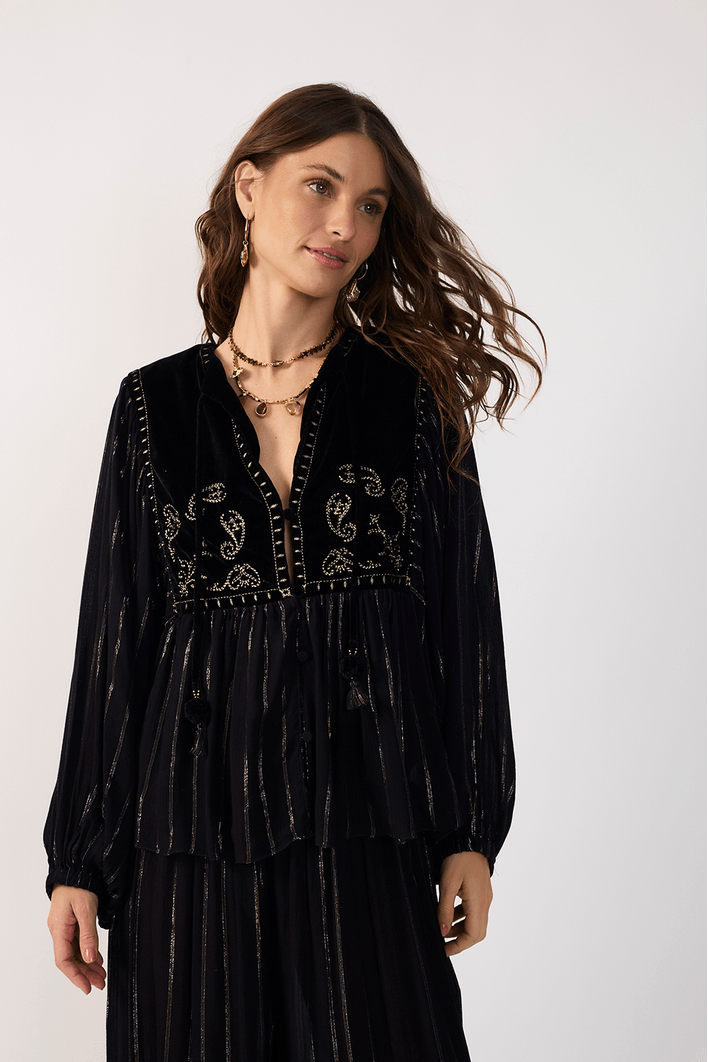 Blusa Lurex Pala Veludo