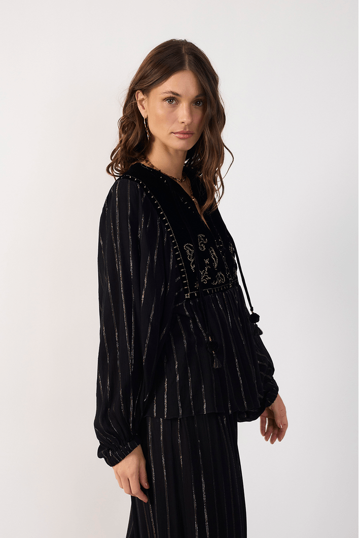 Blusa Lurex Pala Veludo