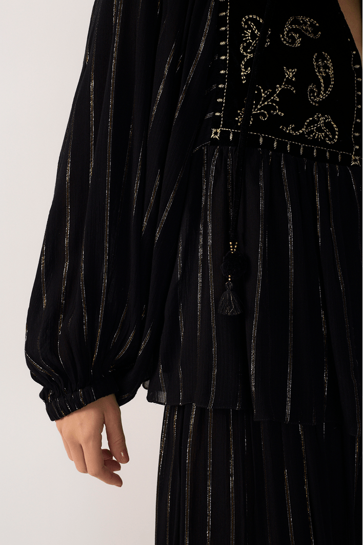Blusa Lurex Pala Veludo