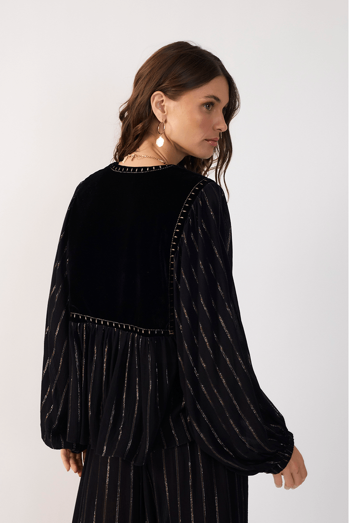 Blusa Lurex Pala Veludo
