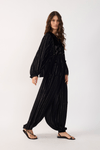 Calça Cropped Lurex Detalhe Veludo