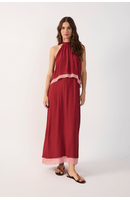 Vestido Cropped Crepe Bicolor