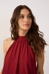 Vestido Cropped Crepe Bicolor