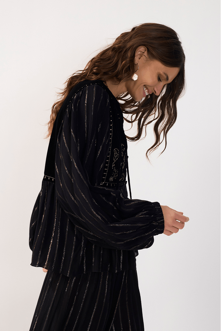 Blusa Lurex Pala Veludo