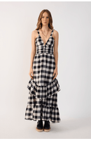 Vestido Cropped Xadrez Busto Franzido
