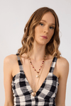 Vestido Cropped Xadrez Busto Franzido