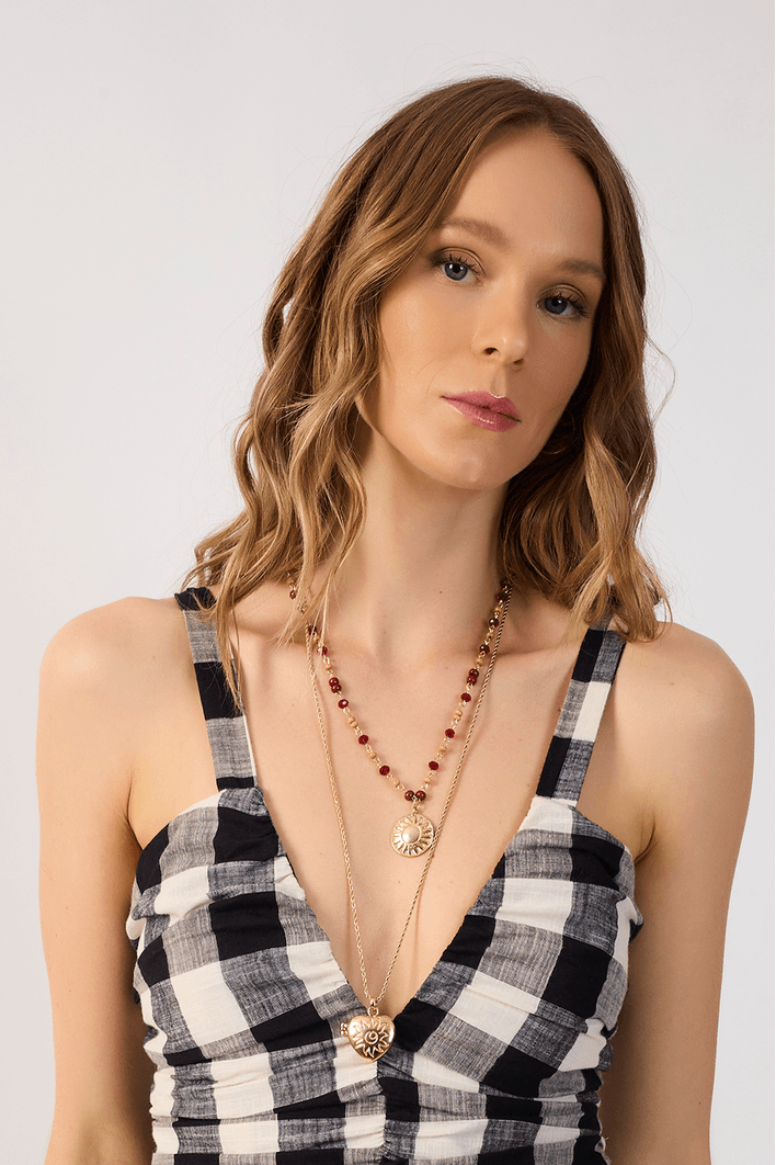Vestido Cropped Xadrez Busto Franzido