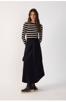 Vestido Listrado Canelado C/ Nylon