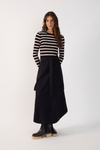 Vestido Listrado Canelado C/ Nylon