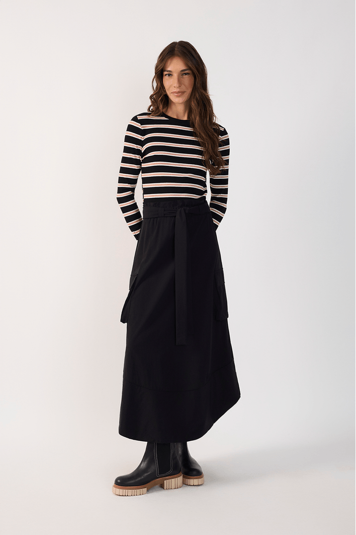 Vestido Listrado Canelado C/ Nylon