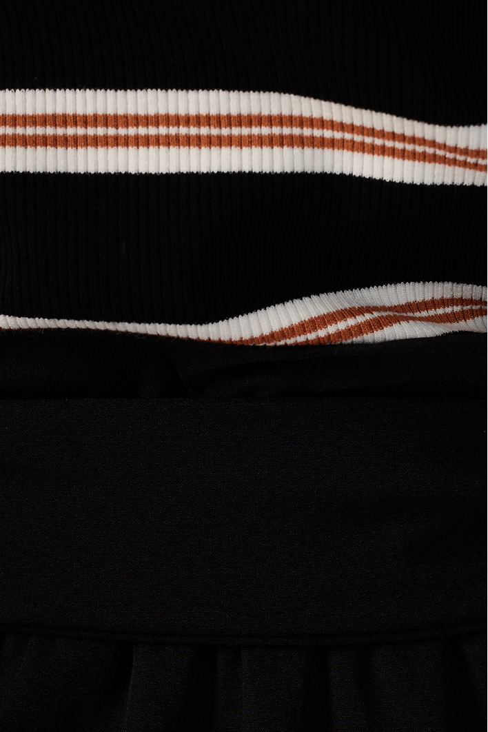Vestido Listrado Canelado C/ Nylon