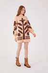 Vestido Linho Bordado Folhagem