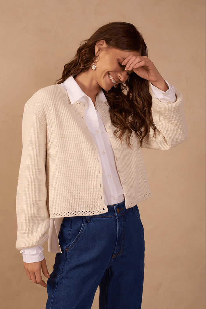 Casaco Tricot Detalhe Sol