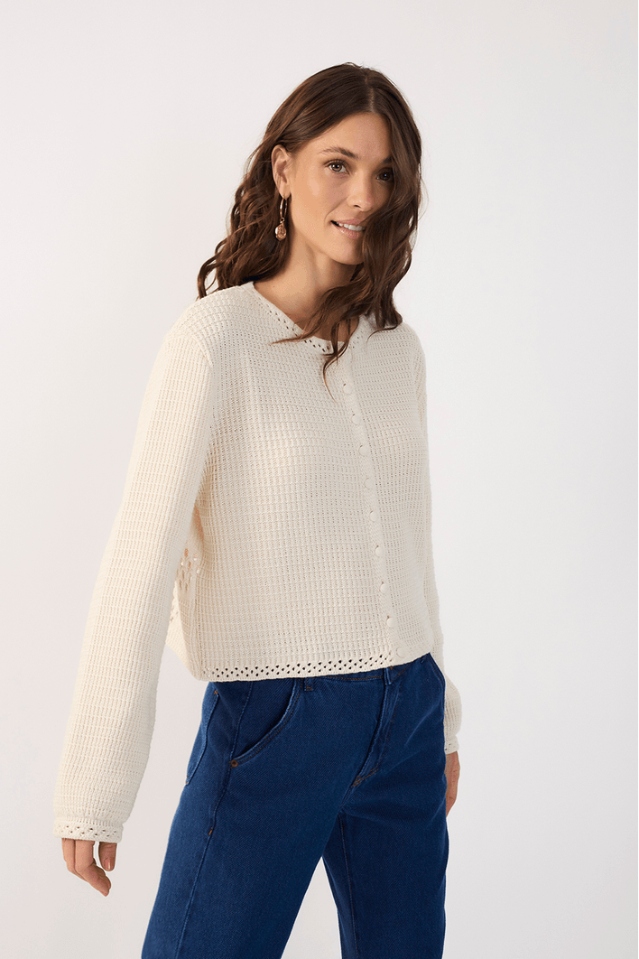 Casaco Tricot Detalhe Sol