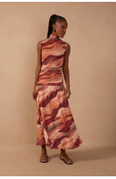Vestido Tule Estampa Dunas