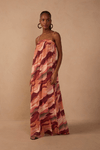 Vestido Plissado Tule Estampa Dunas