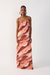 Vestido Plissado Tule Estampa Dunas