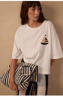 T-shirt Com Bordado Barco