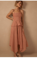 Vestido Estampa Listra Navy Vermelho