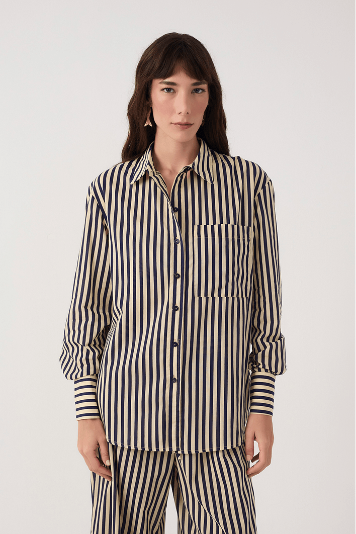 Camisa Estampa Listra Navy Azul