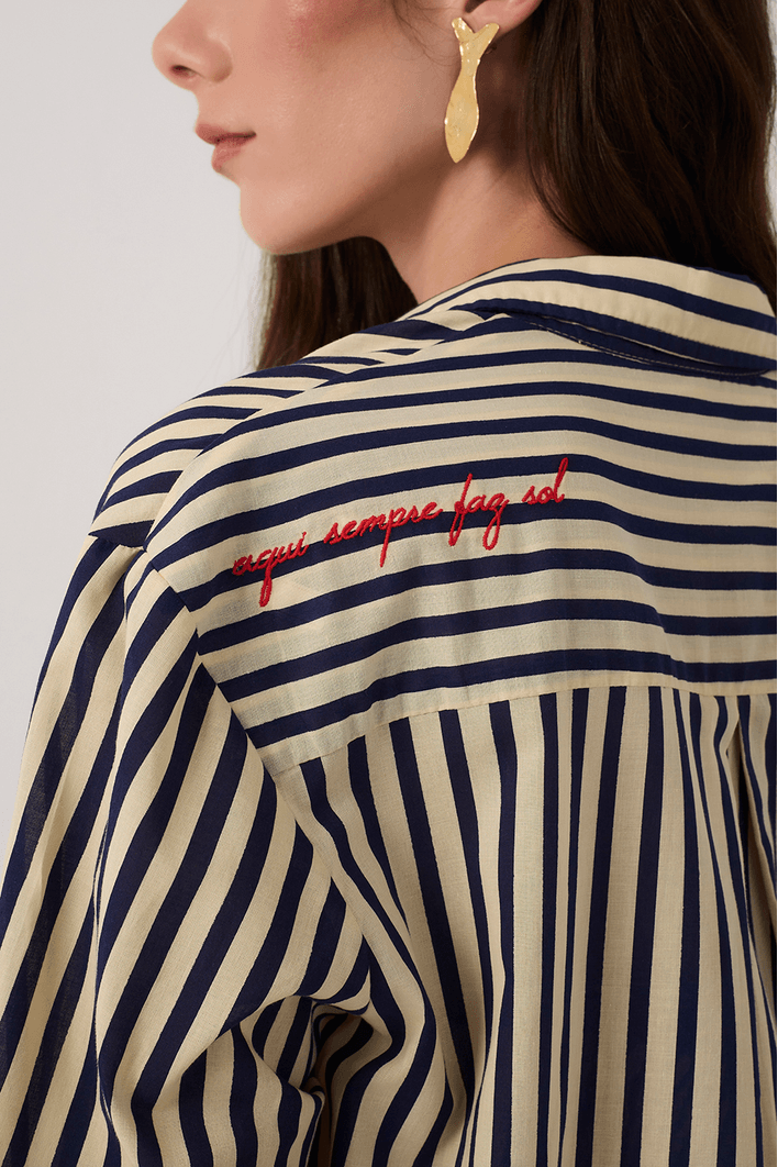 Camisa Estampa Listra Navy Azul