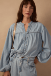 Camisa Jeans Botões Baby Blue