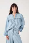 Camisa Jeans Botões Baby Blue