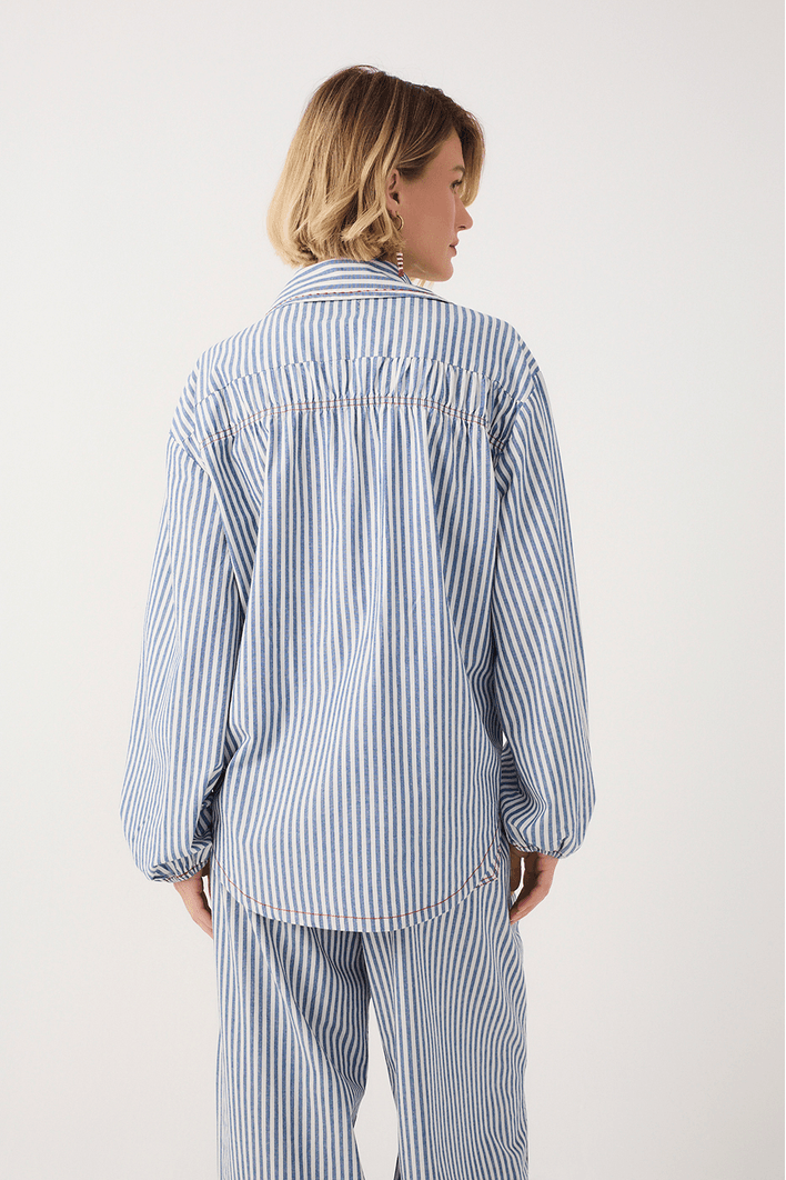 Camisa Sarja Linho Náutica Bordada