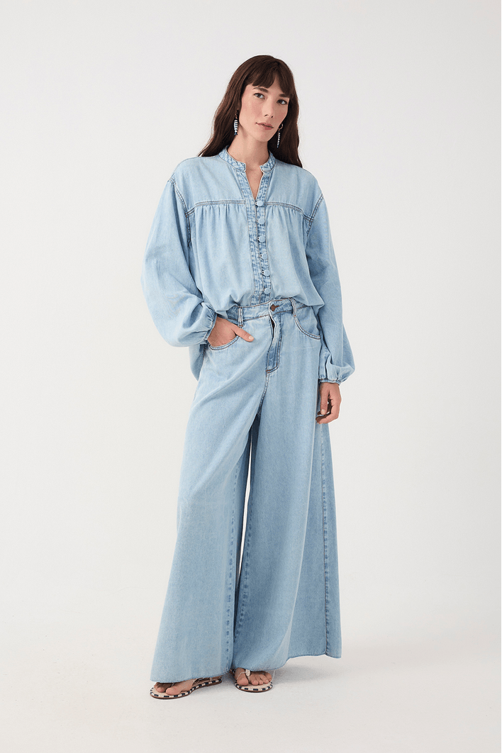 Calça Jeans Pantalona Baby Blue