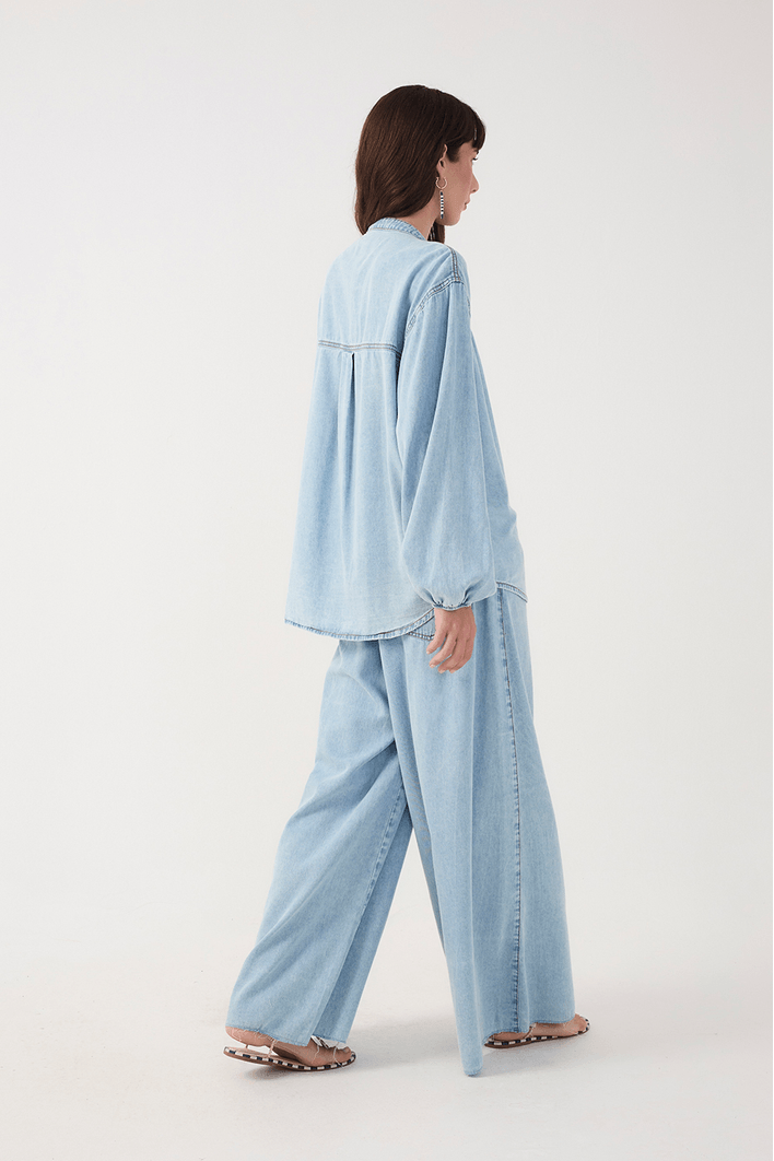 Calça Jeans Pantalona Baby Blue