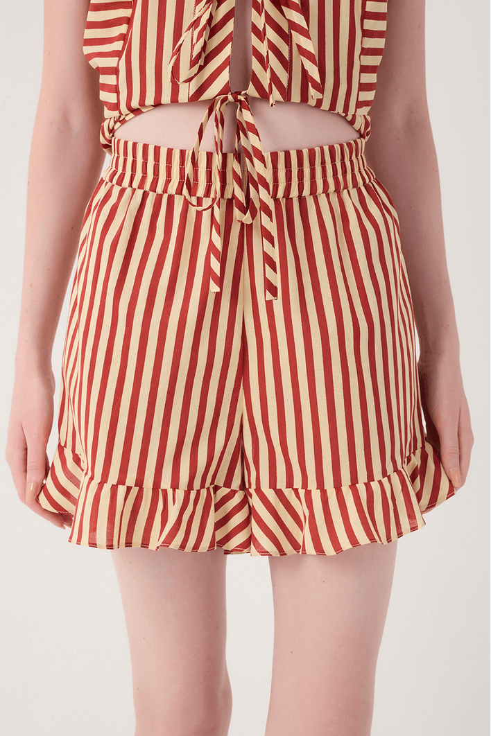 Short Curto Est Listra Navy Vermelho