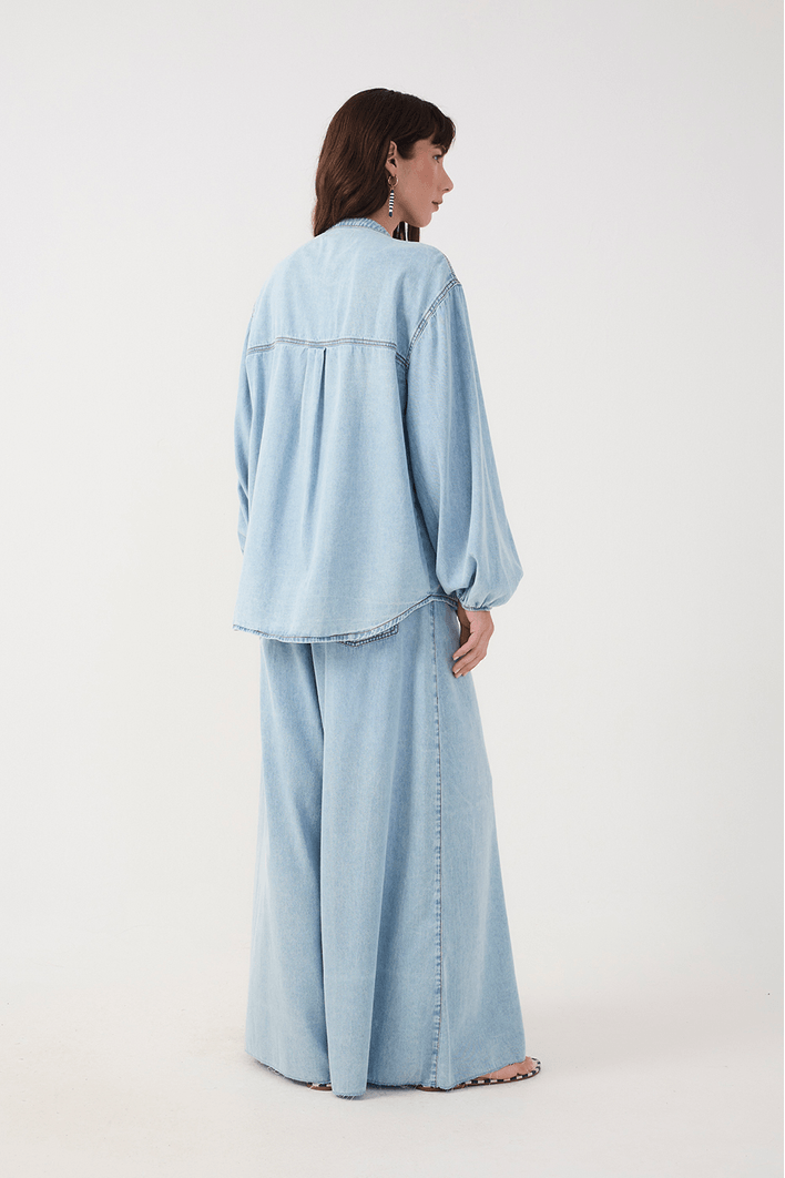 Calça Jeans Pantalona Baby Blue