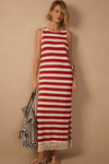 Vestido Longo Listrado Malha Tricot
