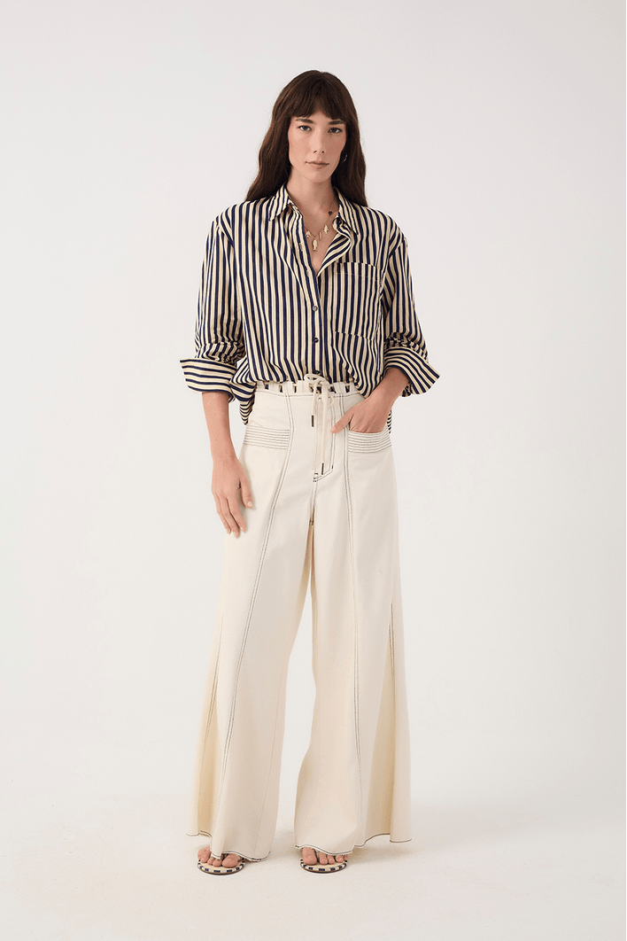 Calça Sarja Pespontos Cordão