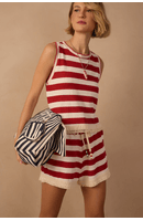 Short Listrado Malha Tricot