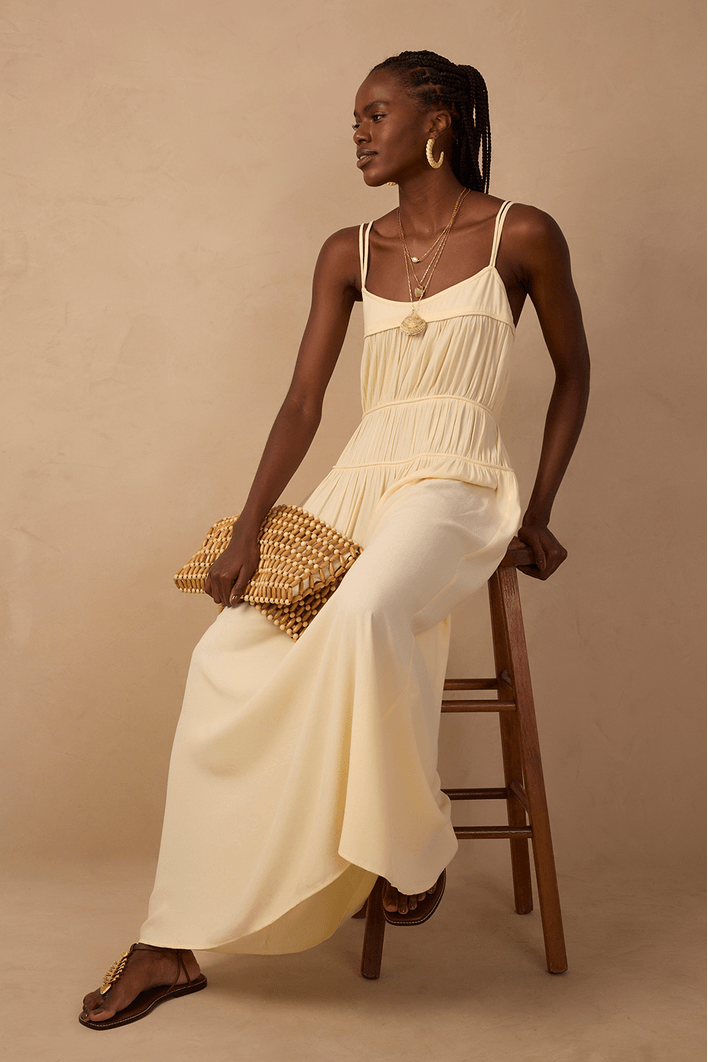 Vestido Longo Pala Franzida