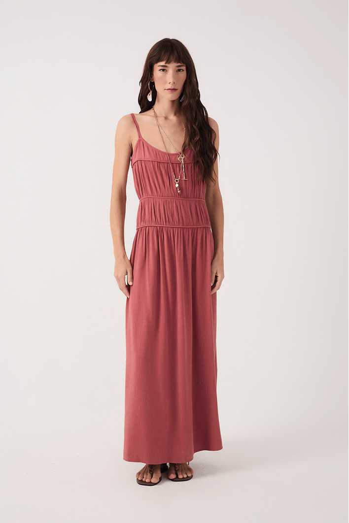 Vestido Longo Pala Franzida