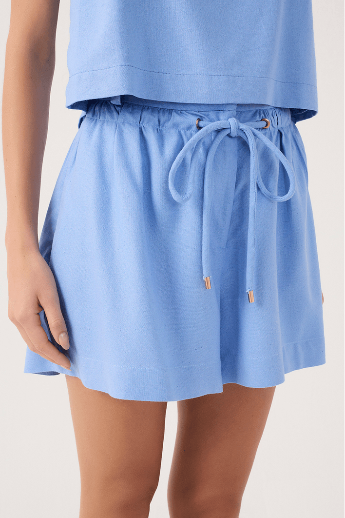 Short Linho Cadarço Cintura