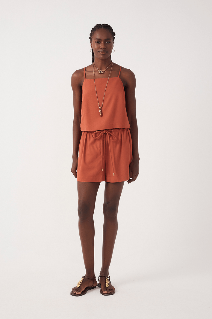 Short Linho Cadarço Cintura